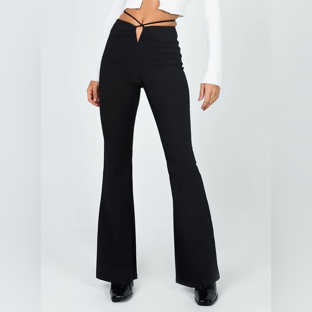 Princess Polly Black Lovey Flare Pants Sz 8